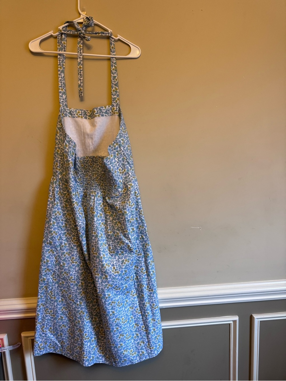 Blue Floral Maxi Dress with Tie Straps - Picture 2 of 3
